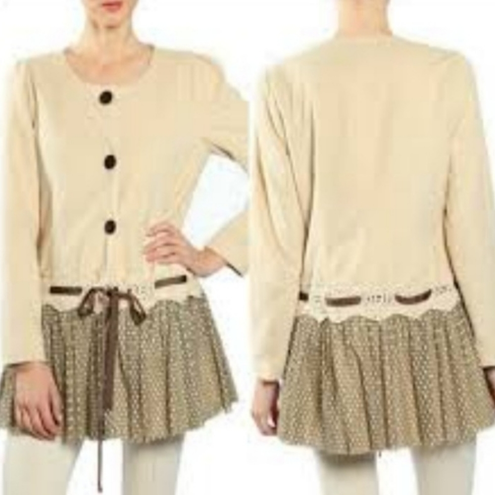 Altar'd State Arabella Peplum Lace Jacket Size Medium Cream Cottagecore